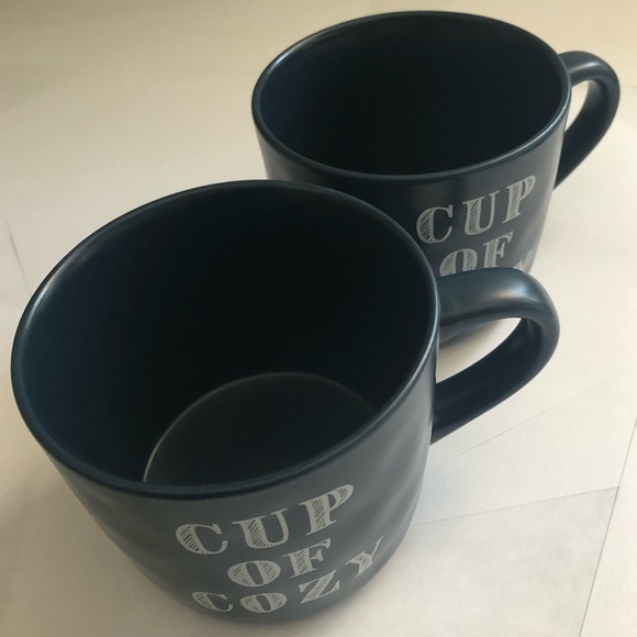 Threshold Set of 2 “Cup of Cozy” Blue Mugs - Coffee Tea Hot Chocolate - Picture 2 of 8
